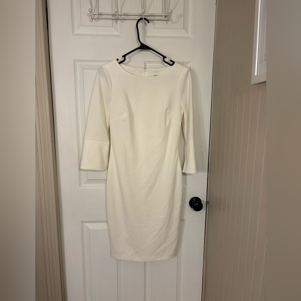 Calvin Klein Cream Long Sleeve Dress